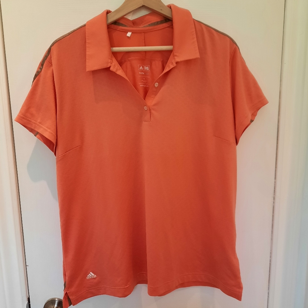 Adidas ⛳ Women's Coral Pink Golf Shirt, Size XL